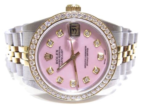 rolex watch pink|rolex pink face with diamonds.